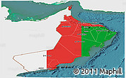 Flag Panoramic Map of Oman, single color outside, satellite sea, flag rotated