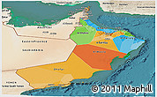 Political Panoramic Map of Oman, satellite outside