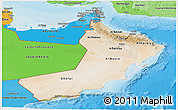Satellite Panoramic Map of Oman, political shades outside