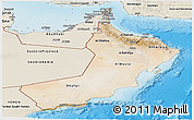 Satellite Panoramic Map of Oman, shaded relief outside