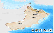Satellite Panoramic Map of Oman, single color outside, bathymetry sea