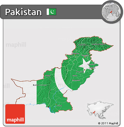 Flag 3D Map of Pakistan