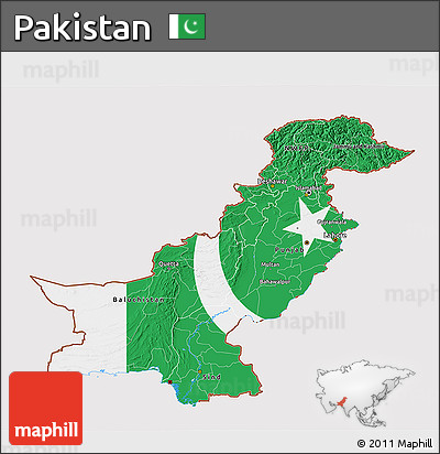 Flag 3D Map of Pakistan