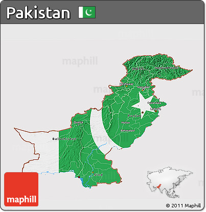 Flag 3D Map of Pakistan