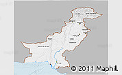 Gray 3D Map of Pakistan, single color outside