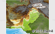 Physical 3D Map of Pakistan, darken, land only