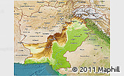 Physical 3D Map of Pakistan, satellite outside