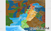 Political 3D Map of Pakistan, darken, land only