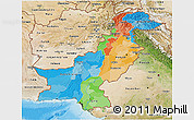 Political 3D Map of Pakistan, satellite outside, bathymetry sea