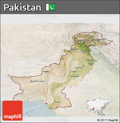 Satellite 3D Map of Pakistan, lighten