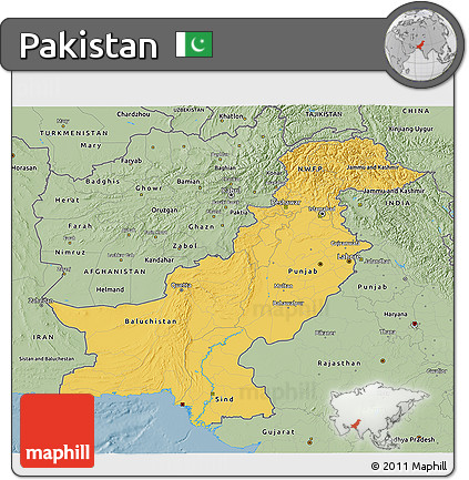 Savanna Style 3D Map of Pakistan