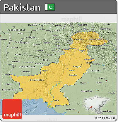 Savanna Style 3D Map of Pakistan
