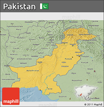 Savanna Style 3D Map of Pakistan