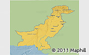 Savanna Style 3D Map of Pakistan, single color outside