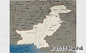 Shaded Relief 3D Map of Pakistan, darken