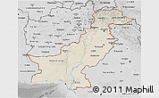 Shaded Relief 3D Map of Pakistan, desaturated