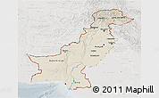 Shaded Relief 3D Map of Pakistan, lighten, semi-desaturated