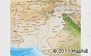 Shaded Relief 3D Map of Pakistan, satellite outside, shaded relief sea