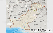 Shaded Relief 3D Map of Pakistan, semi-desaturated, land only