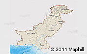 Shaded Relief 3D Map of Pakistan, single color outside