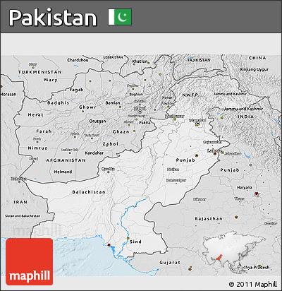 Silver Style 3D Map of Pakistan