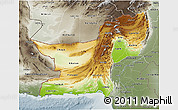 Physical 3D Map of Baluchistan, semi-desaturated