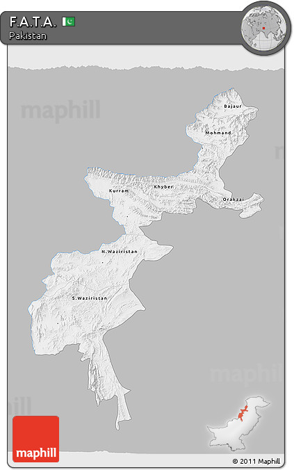 Gray 3D Map of F.A.T.A., single color outside