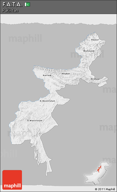 Gray 3D Map of F.A.T.A., single color outside