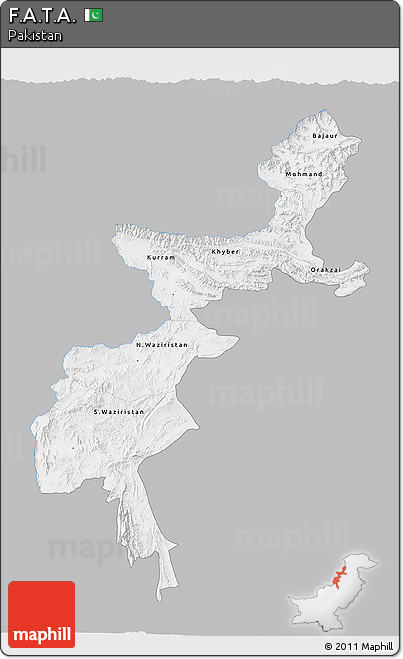 Gray 3D Map of F.A.T.A., single color outside
