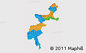Political 3D Map of F.A.T.A., cropped outside
