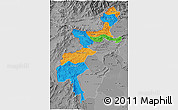 Political 3D Map of F.A.T.A., desaturated