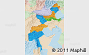 Political 3D Map of F.A.T.A., lighten