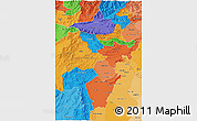 Political 3D Map of F.A.T.A., political shades outside