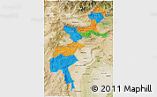 Political 3D Map of F.A.T.A., satellite outside