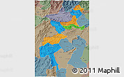 Political 3D Map of F.A.T.A., semi-desaturated
