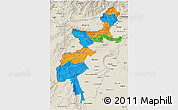 Political 3D Map of F.A.T.A., shaded relief outside