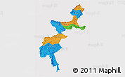 Political 3D Map of F.A.T.A., single color outside