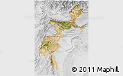 Satellite 3D Map of F.A.T.A., lighten, desaturated