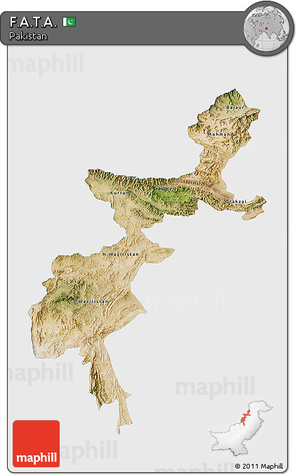 Satellite 3D Map of F.A.T.A., single color outside