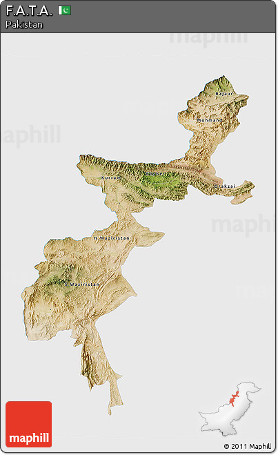 Satellite 3D Map of F.A.T.A., single color outside
