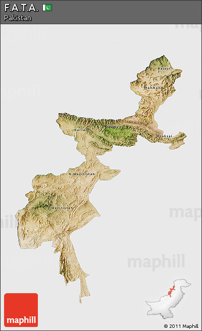 Satellite 3D Map of F.A.T.A., single color outside