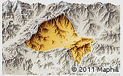 Physical 3D Map of Bajaur, lighten, semi-desaturated