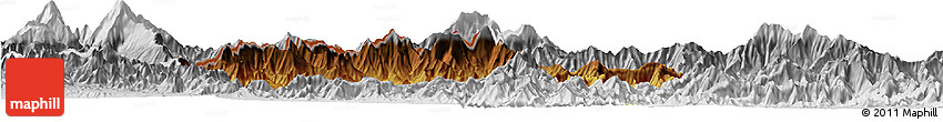 Physical Horizon Map of Bajaur, lighten, desaturated