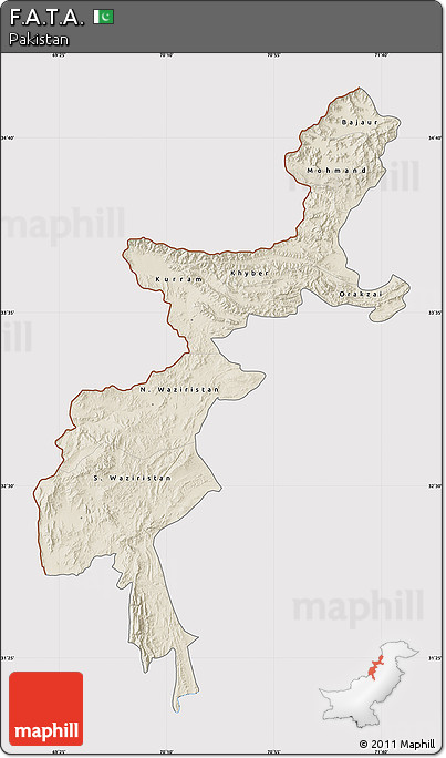 Shaded Relief Map of F.A.T.A., cropped outside