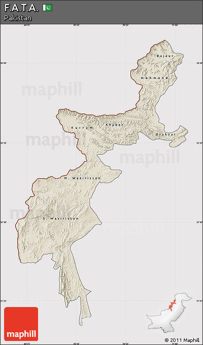Shaded Relief Map of F.A.T.A., cropped outside