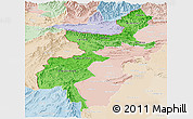 Political Shades Panoramic Map of F.A.T.A., lighten