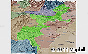 Political Shades Panoramic Map of F.A.T.A., semi-desaturated