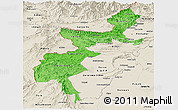 Political Shades Panoramic Map of F.A.T.A., shaded relief outside