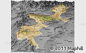 Satellite Panoramic Map of F.A.T.A., darken, desaturated