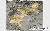 Satellite Panoramic Map of F.A.T.A., darken, semi-desaturated